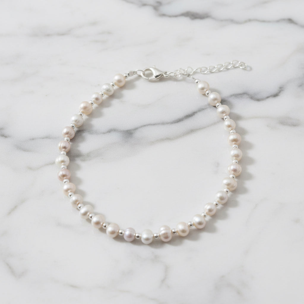 Pearl And Silver Bead Bracelet - Terciany 