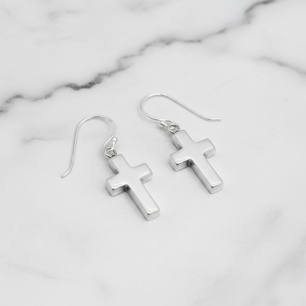 Cross drop earrings