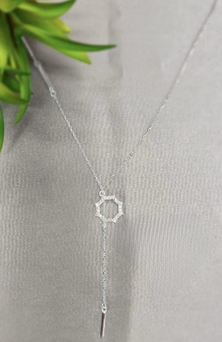 Sterling silver bling circle with hanging chain detail