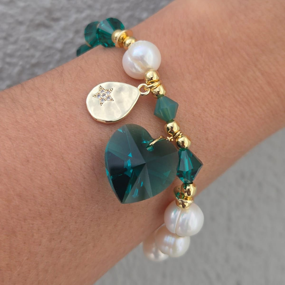 Green and Gold pearl bracelet - Terciany 