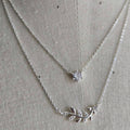 Double Layer Necklace With Leaves And Cubic Zirconia - Terciany 
