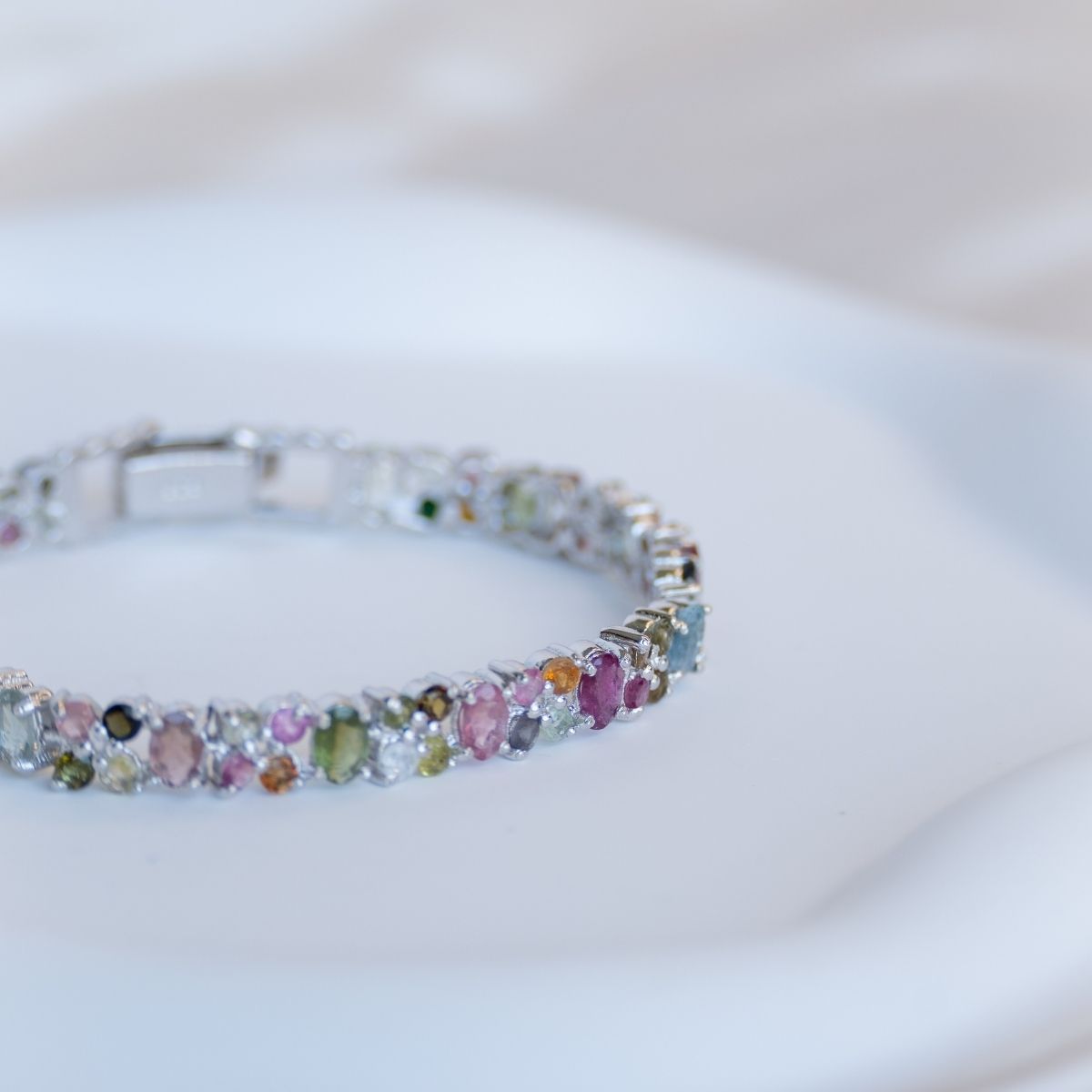 Tourmaline Semi Precious stone double row Tennis Bracelet - Terciany 