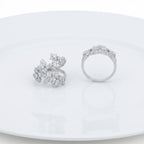 Cubic Zirconia Flower Detailed V Shape Ring