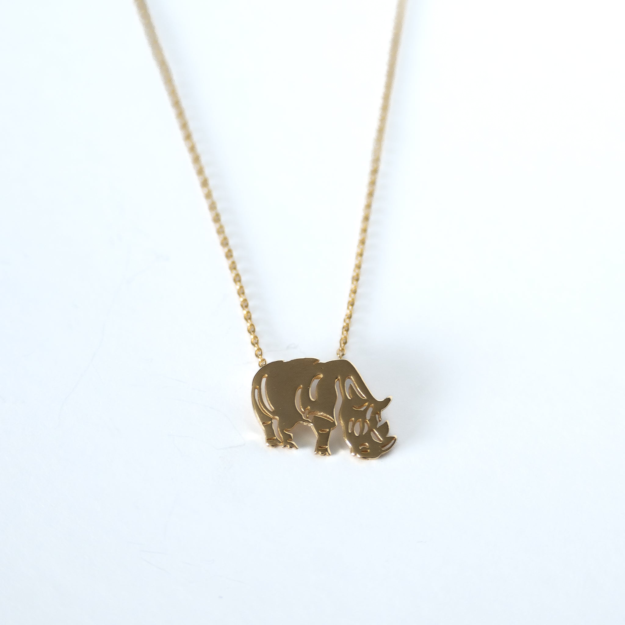 Geo Rhino Neckace In Gold Or Silver