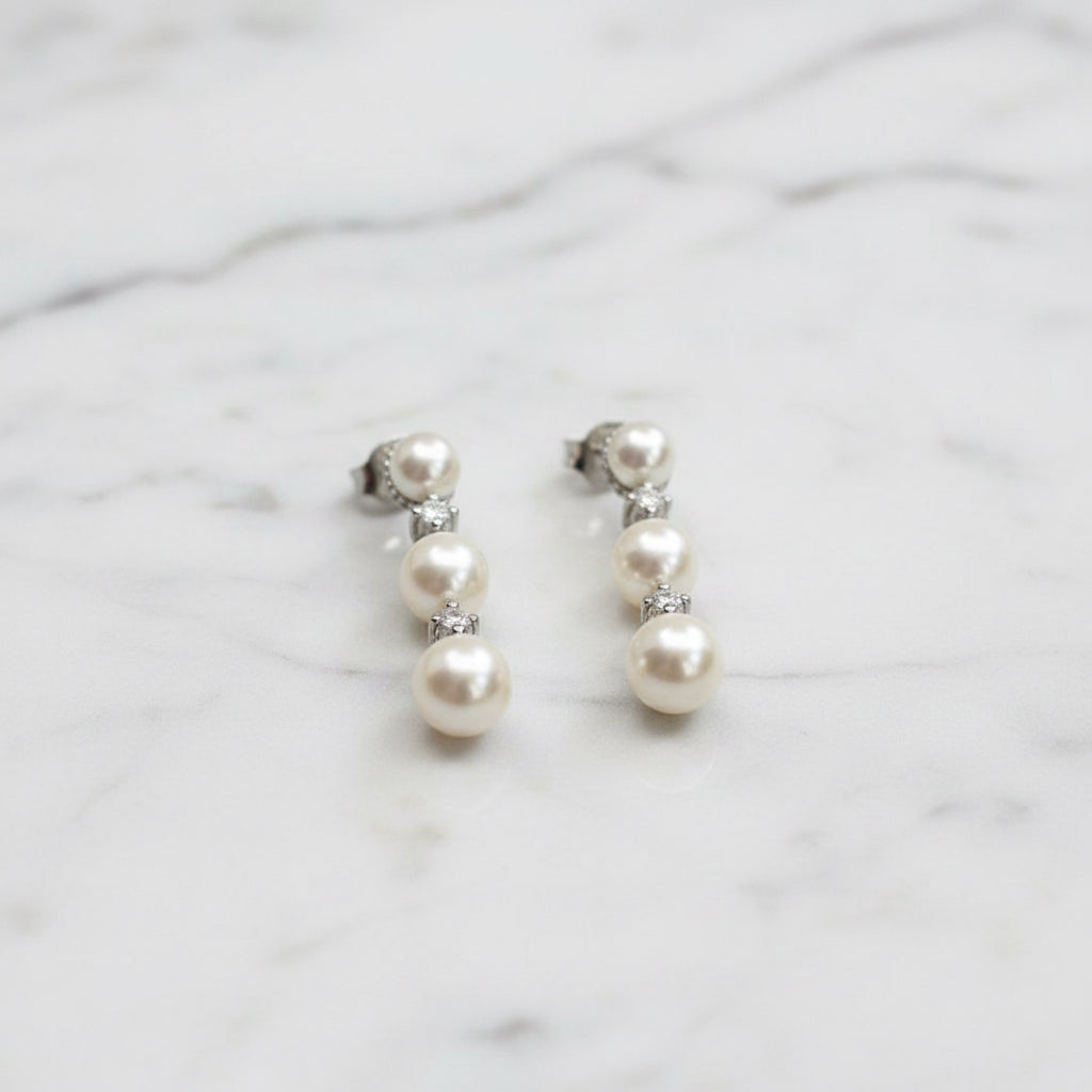 Three Drop Freshwater Pearl Earrings