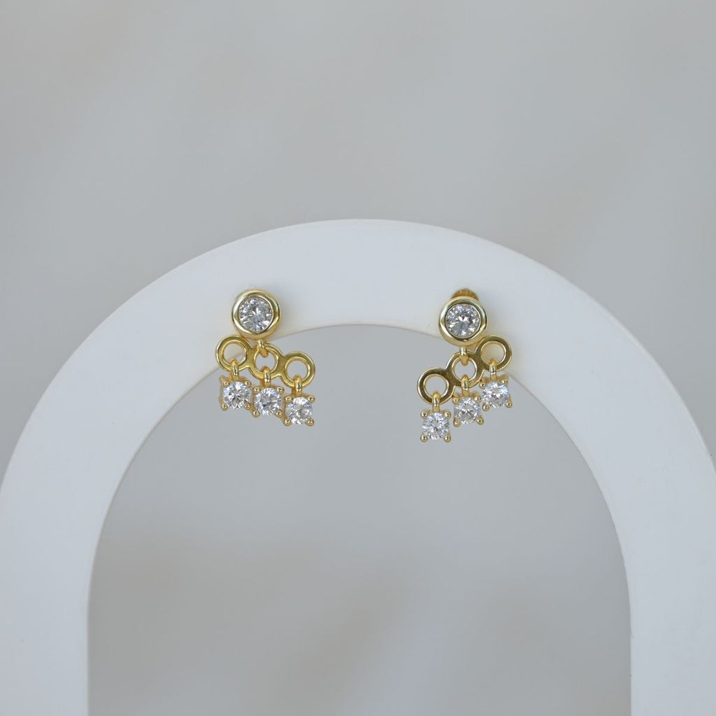 Gold dangly drop stud earrings