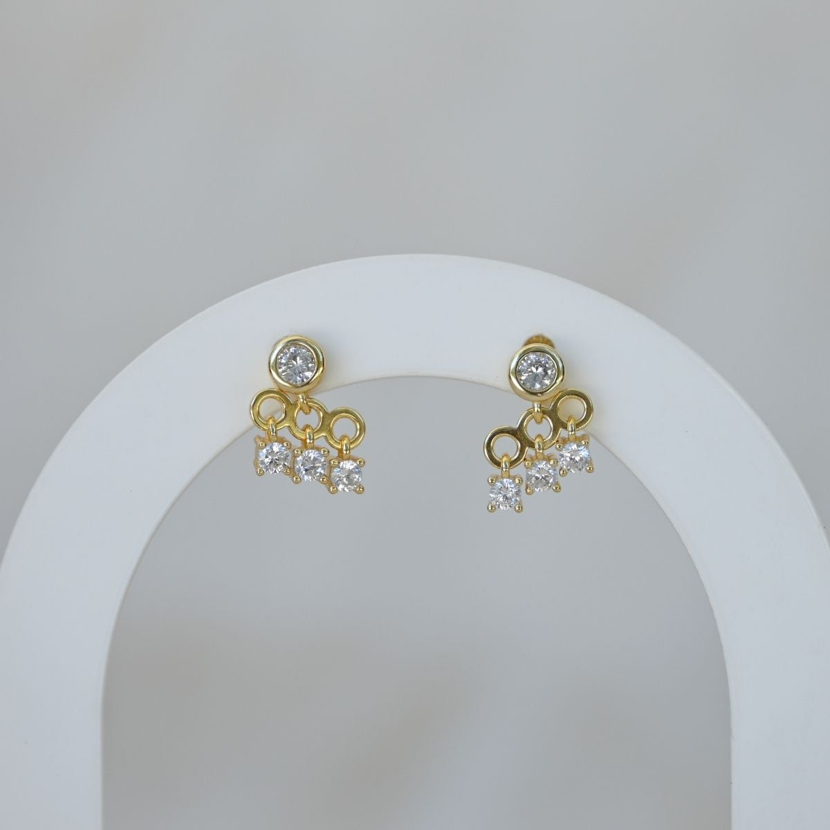 Gold dangly drop stud earrings