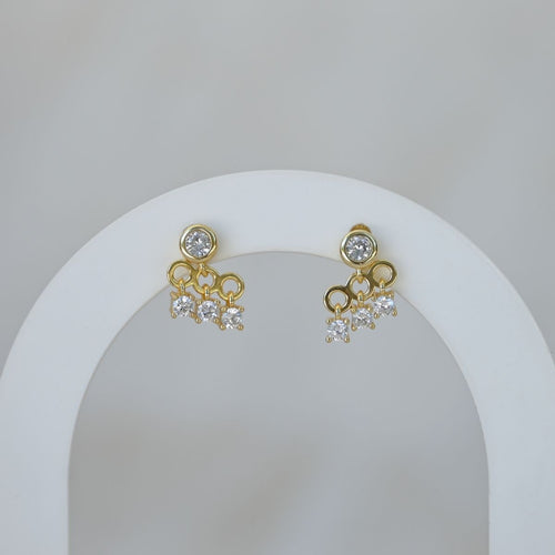 Gold dangly drop stud earrings