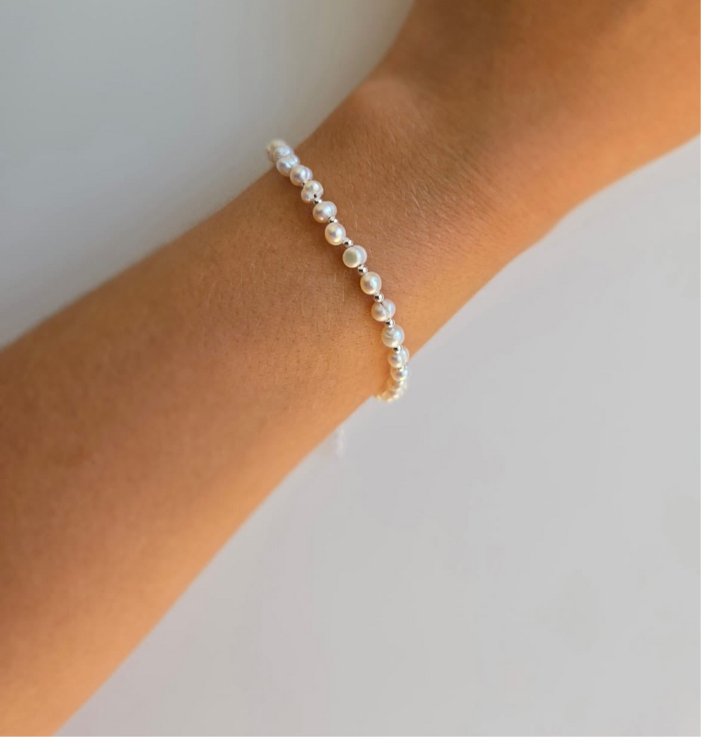 Pearl And Silver Bead Bracelet