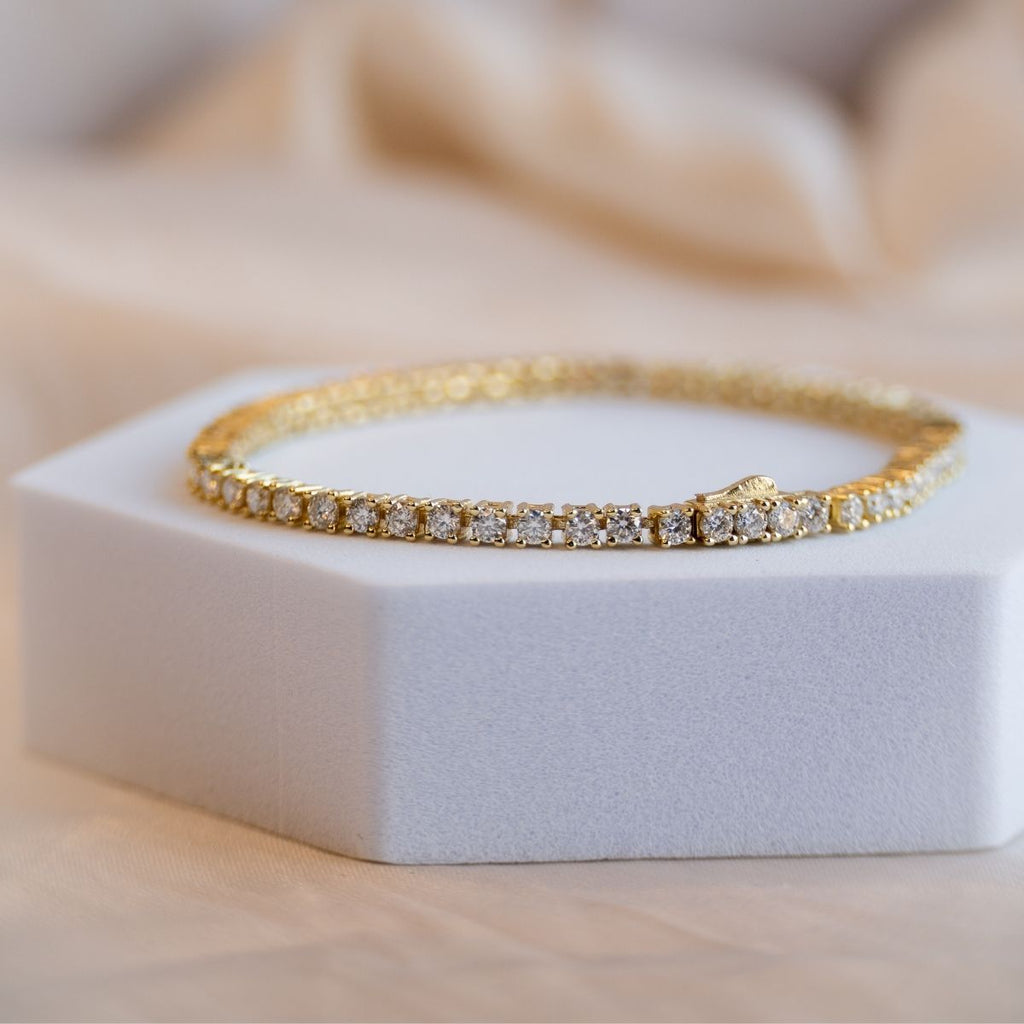 Gold Moissanite Tennis Bracelet (With GRA Certificate) - Terciany 