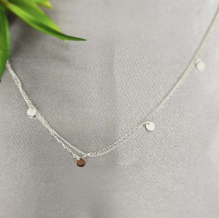 Double Layer Necklace With Disc Detail
