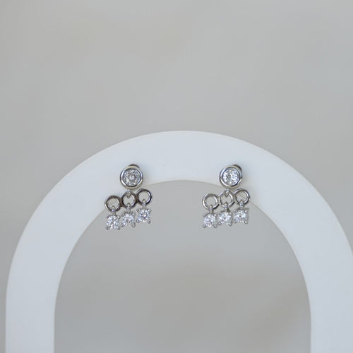 Silver dangly drop stud earrings