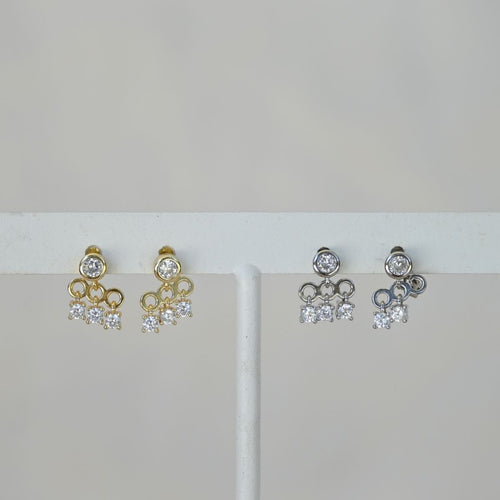 Gold dangly drop stud earrings