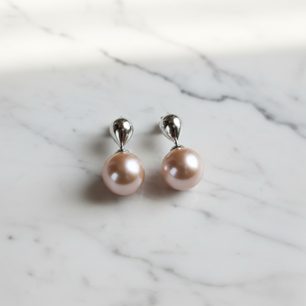 Large Pink Freshwater Pearl Drop Earrings - Terciany 
