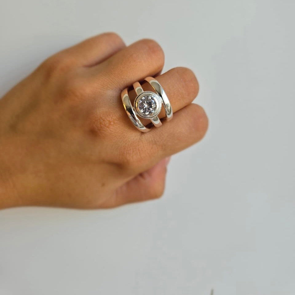 Stunning Statement Straight Three Line Ring