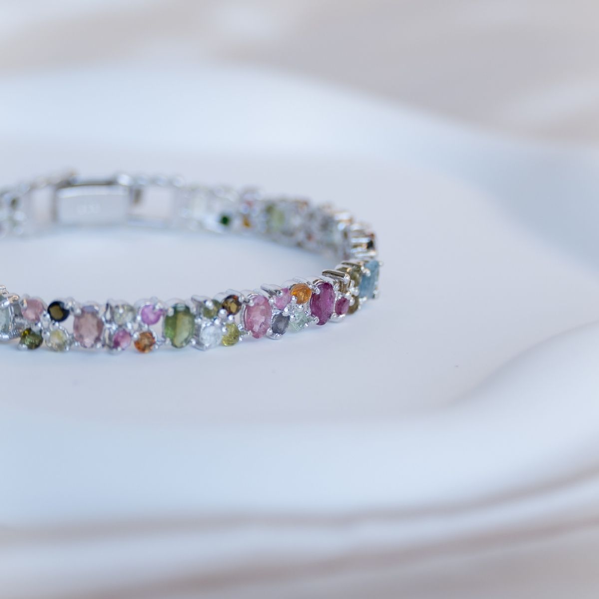 Tourmaline Semi Precious stone double row Tennis Bracelet - Terciany 