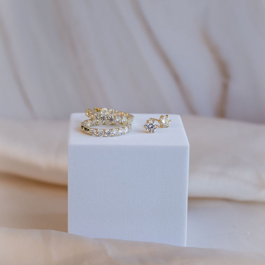 Gold 4mm Moissanite stud earrings (with GRA Certificate) - Terciany 