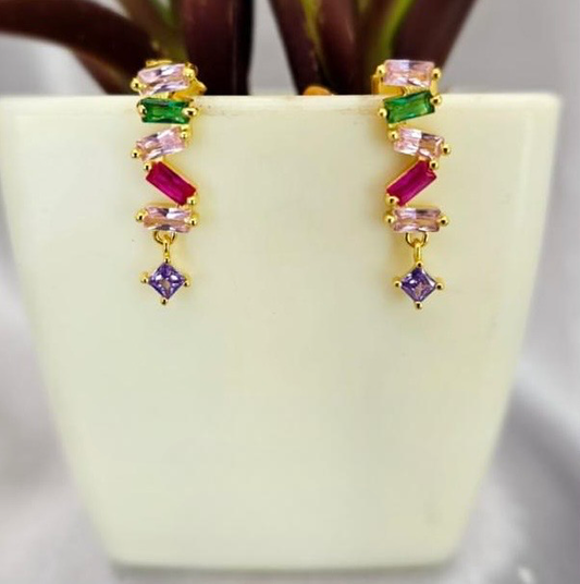 Golden cubic zirconia earrings