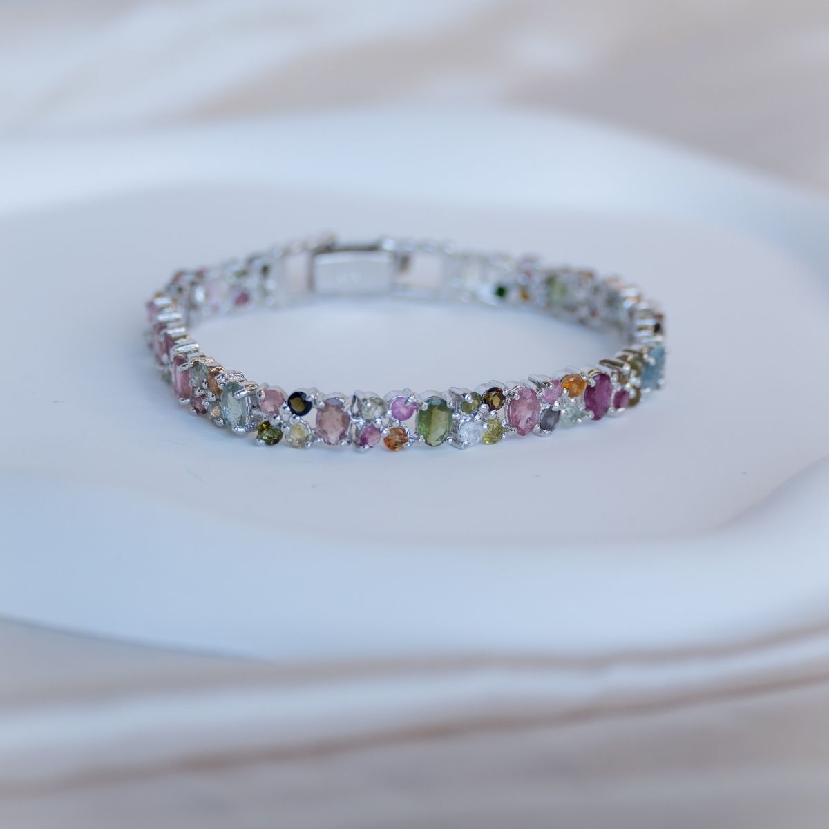 Tourmaline Semi Precious stone double row Tennis Bracelet - Terciany 