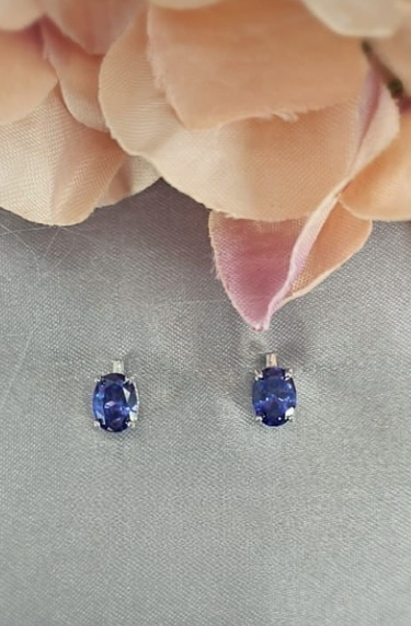 Oval Tanzanite Coloured Cubic Zirconia Stud Earrings