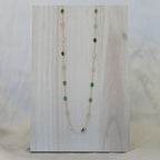 Gold Necklace With Different Coloured Semi Precious Stones In Necklace