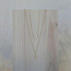 Square dot clear zirconia gold chain