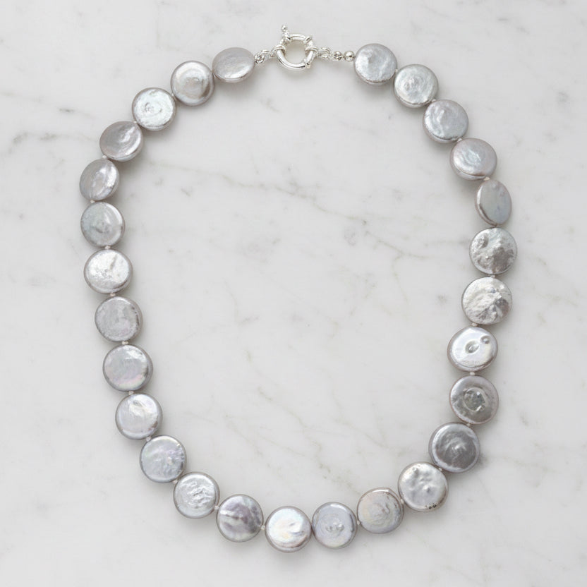 Grey Coin Pearl Necklace - Terciany 