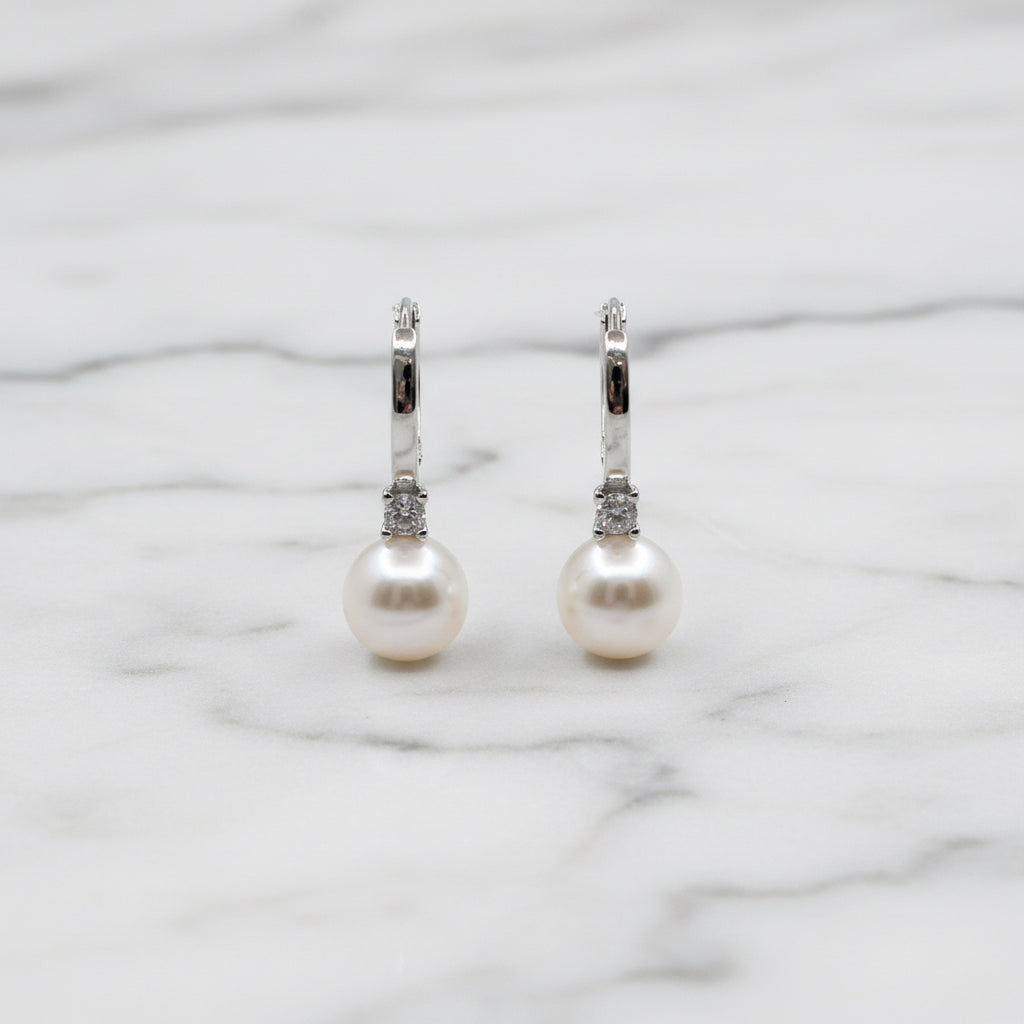 Stunning Silver Pearl huggy Drop Earrings - Terciany 