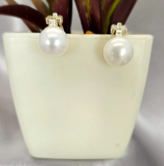 10mm freshwater pearl clip on earrings