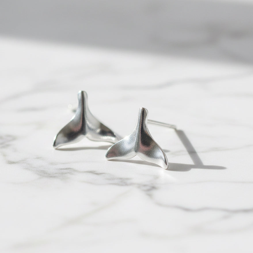 Whale Tail Stud Earrings