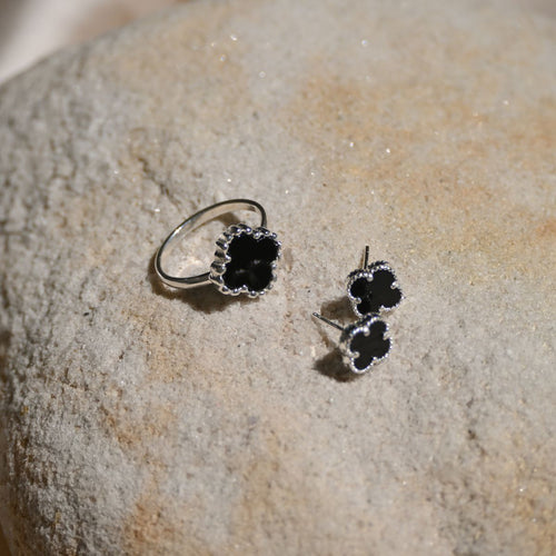 Black Van Cleef (Four leave Clover) flower ring - Terciany 