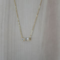 Square dot clear zirconia gold chain