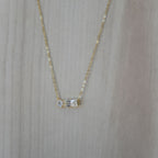 Square dot clear zirconia gold chain