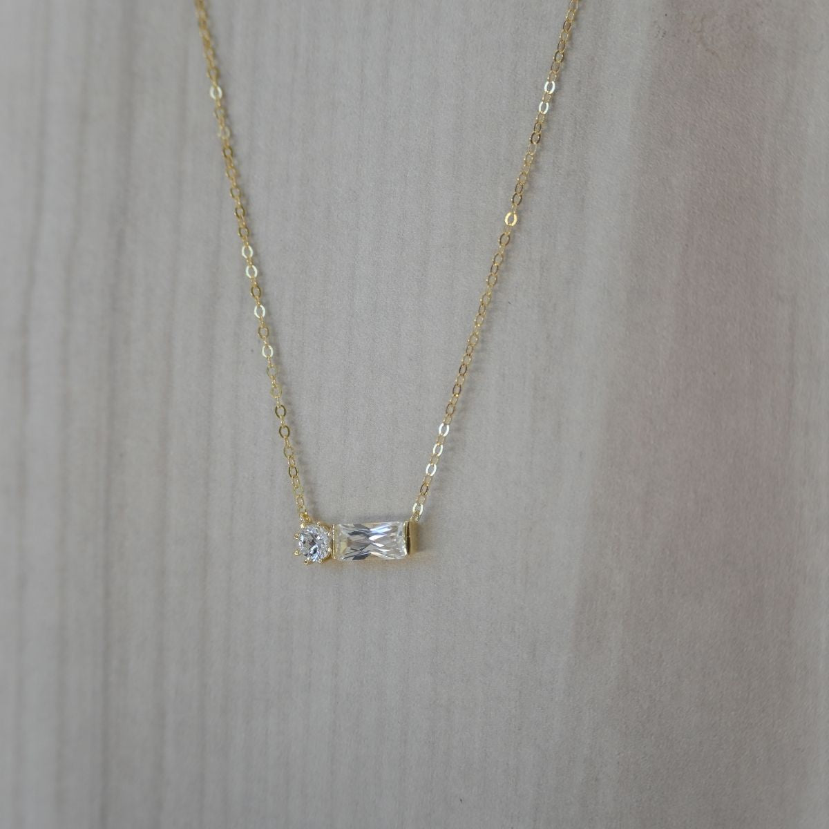 Square dot clear zirconia gold chain