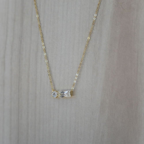 Square dot clear zirconia gold chain