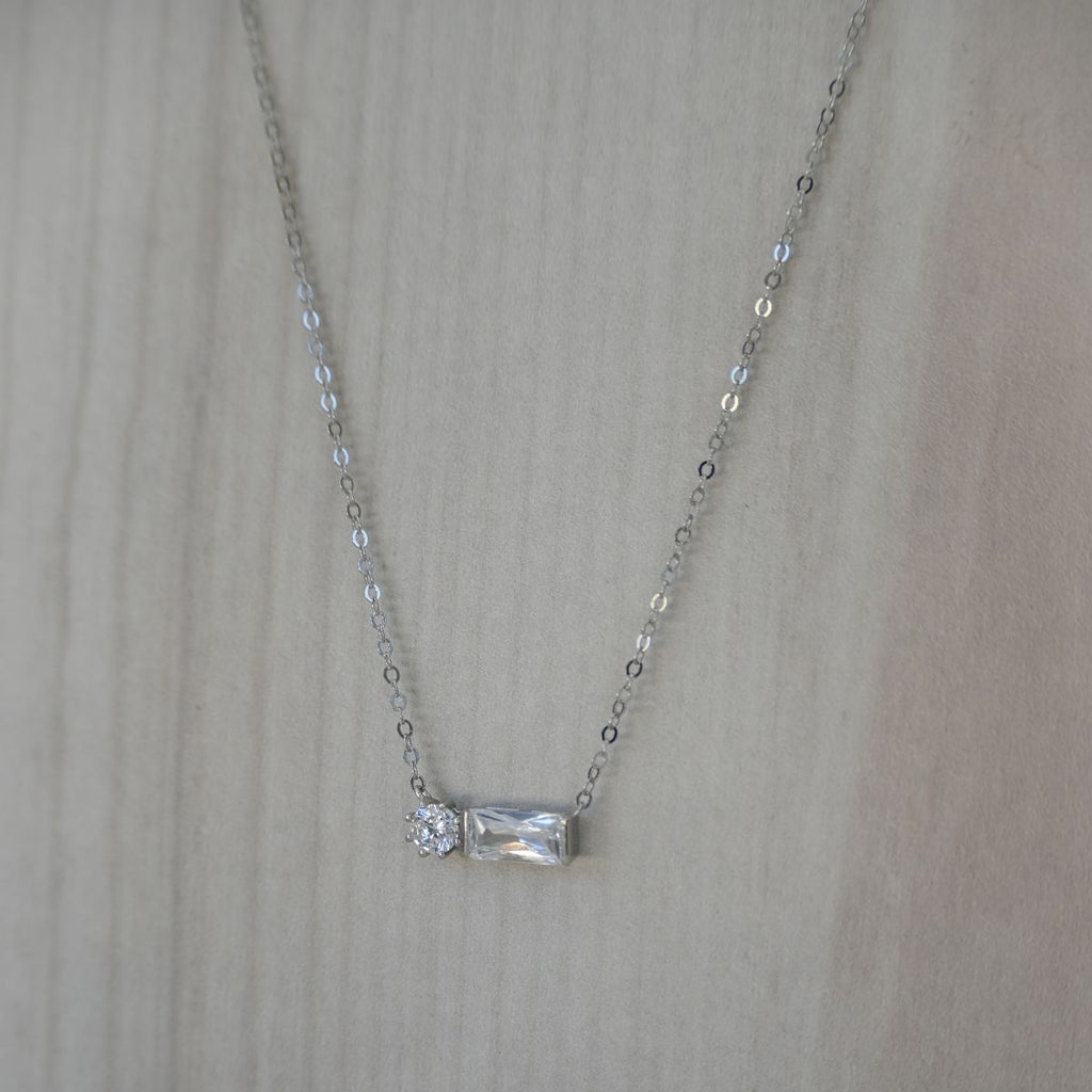 Square dot clear zirconia necklace