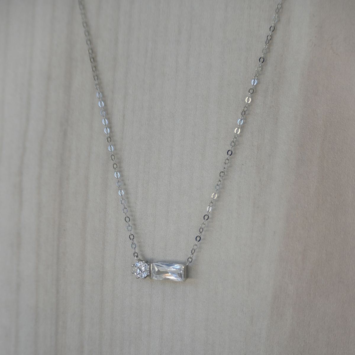 Square dot clear zirconia necklace
