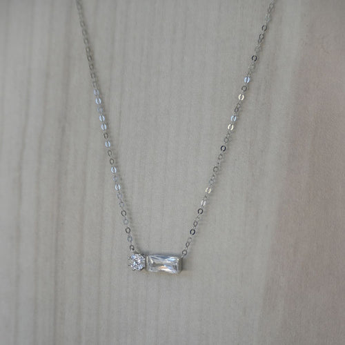 Square dot clear zirconia necklace