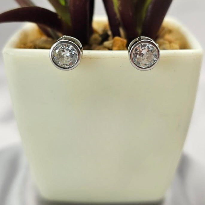 Stud Earrings with Tube Setting