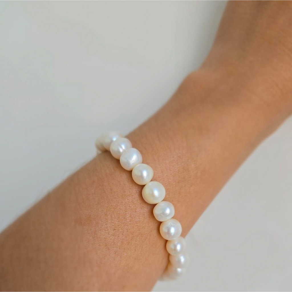 7-8mm White Freshwater Pearl Bracelet - Terciany 