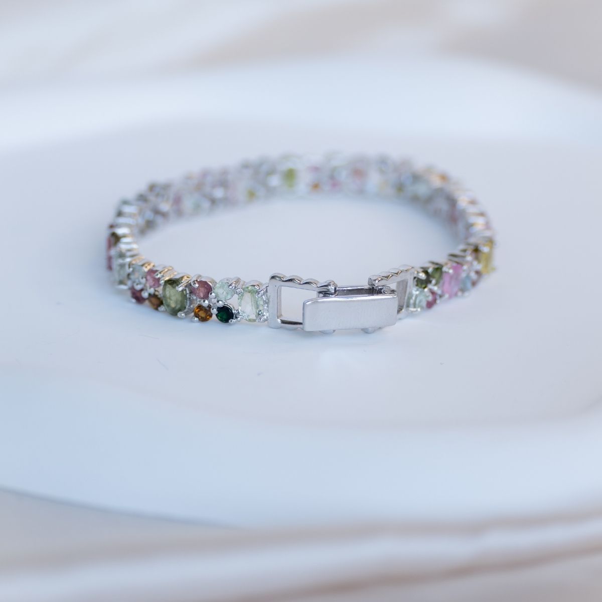 Tourmaline Semi Precious stone double row Tennis Bracelet - Terciany 