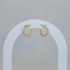 Gold wrap around stud earrings with zirconia stones