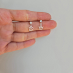 Flower Drop Studs On Cubic Zirconia Stud