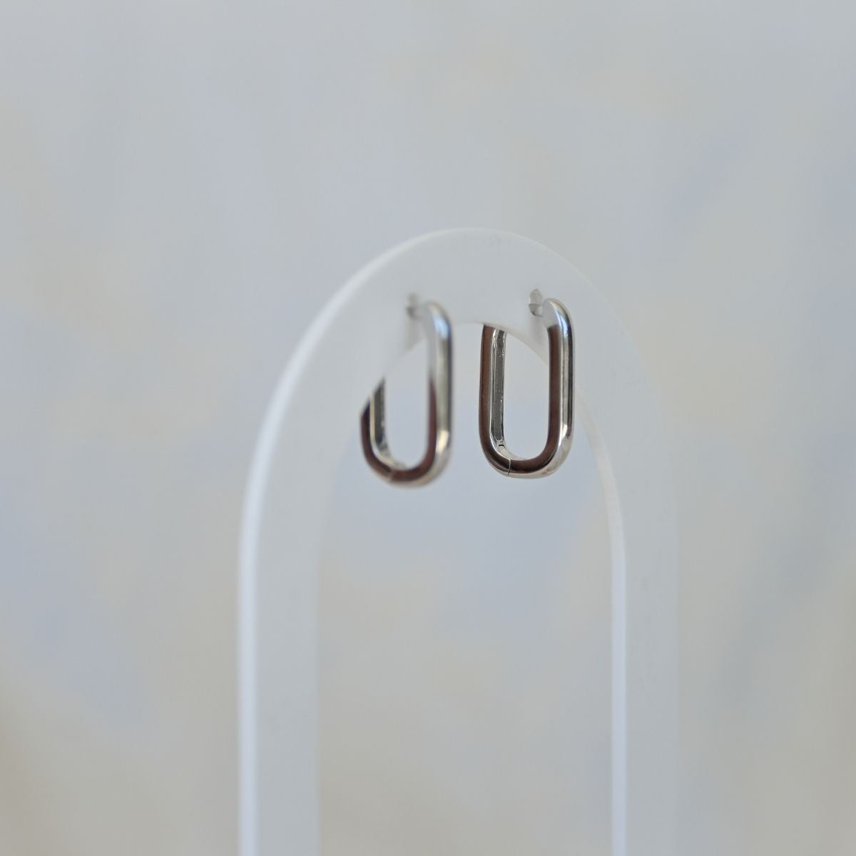 Sterling silver paperclip huggy earrings