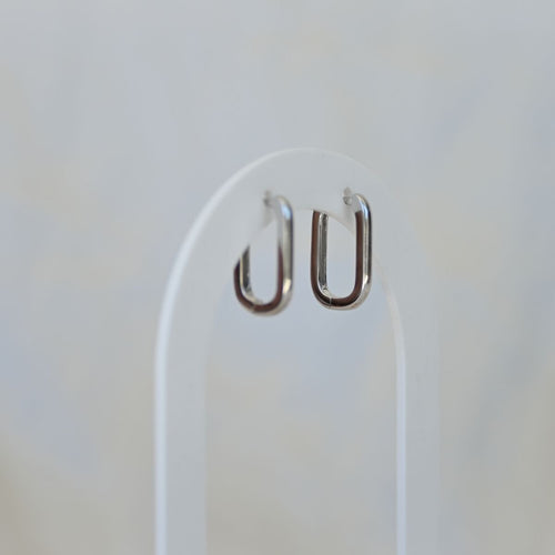 Sterling silver paperclip huggy earrings