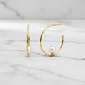 Gold and pearl hoop earrings - Terciany 