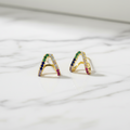 Golden Double Hoop With Rainbow Coloured Stones - Terciany 