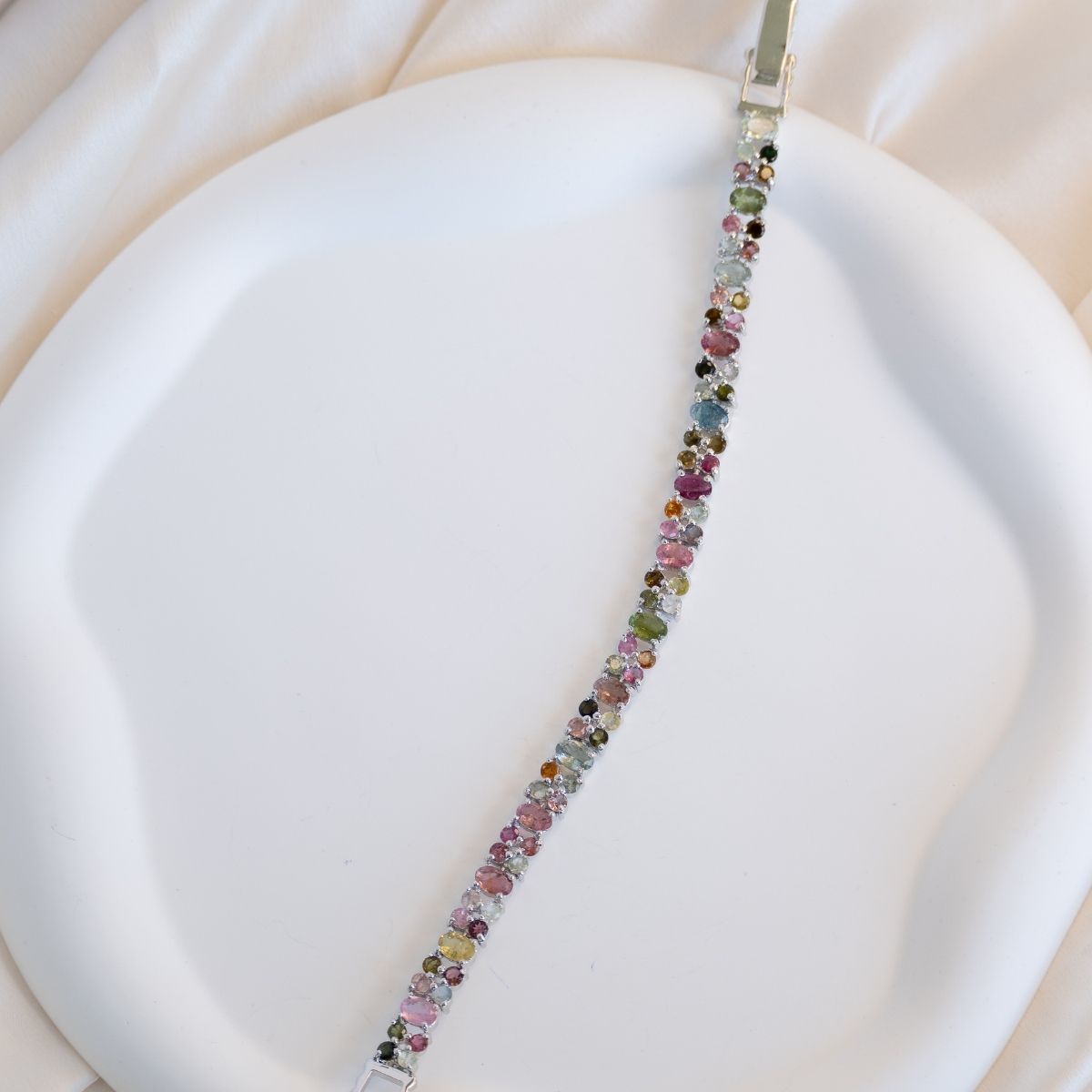 Tourmaline Semi Precious stone double row Tennis Bracelet - Terciany 
