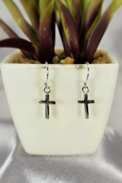 Cross drop earrings