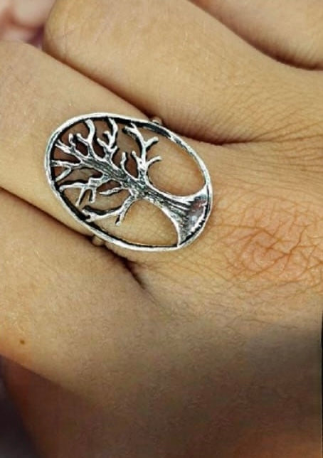 Oval Sterling silver tree of life ring